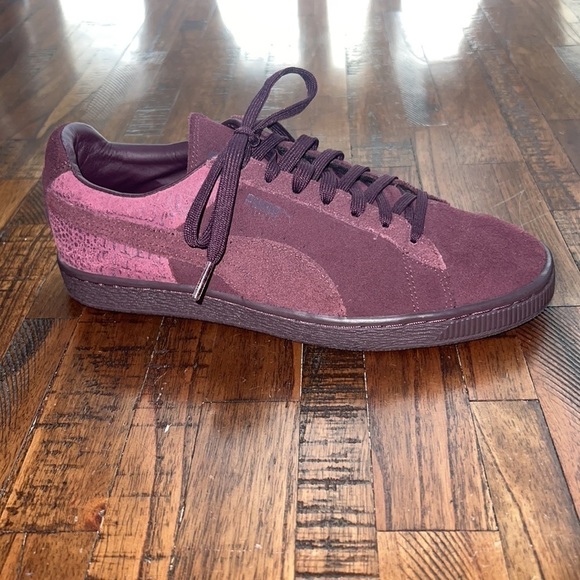 Puma Suede sneakers Classic Suede Embossed reptile detail plum purple unisex 6.5 - Picture 4 of 13